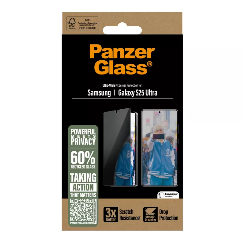 PanzerGlass ® privātuma ekrāna aizsargs Samsung Galaxy S25 Ultra | īpaši plašs pārklājums