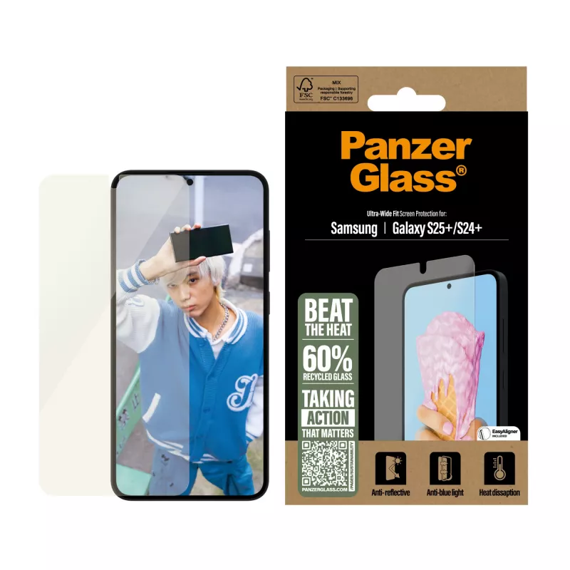 PanzerGlass ® All-in-One ekrāna aizsargs Samsung Galaxy S25+ | S24+ | Ultra Wide Fit