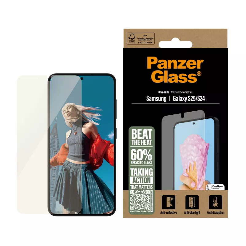 PanzerGlass ® Viss-vienā ekrāna aizsargs Samsung Galaxy S25 | S24 | Ultra Wide Fit