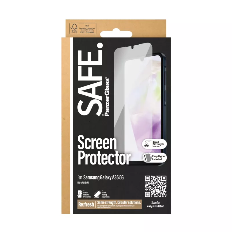 PanzerGlass SAFE. by ® ekrāna aizsargs Samsung Galaxy A35 5G | Īpaši plata piegulšanās ar EasyAligner