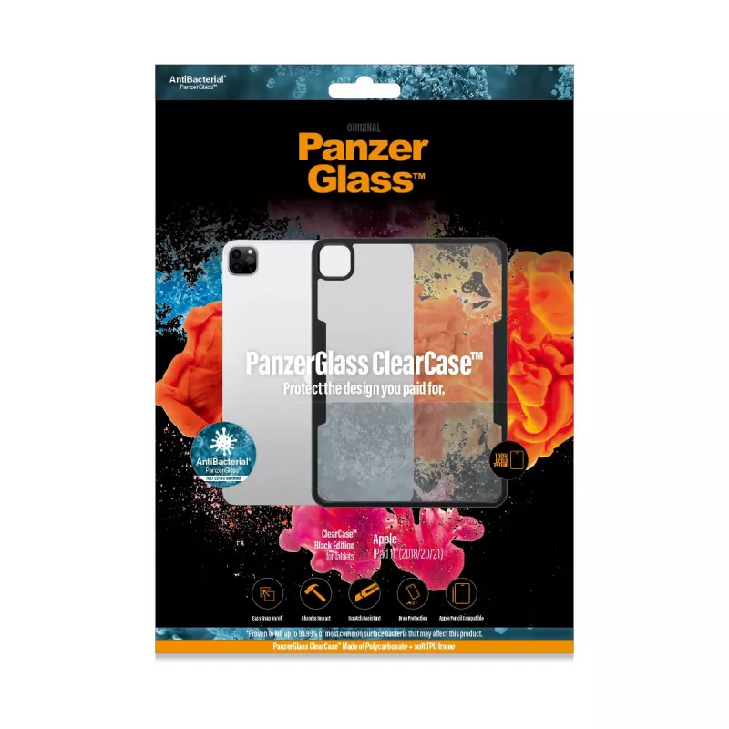 PanzerGlass ® ClearCase™ iPad Pro 11″ (2018, 2020-2022), Vāciņš, Apple, Apple - iPad Pro 11″, 27.9 cm (11 collas), Melns