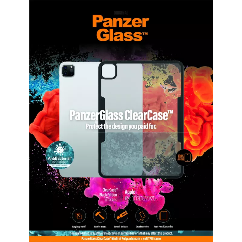 PanzerGlass ® ClearCase™ iPad Pro 11″ (2018, 2020-2022), Vāciņš, Apple, Apple - iPad Pro 11″, 27.9 cm (11 collas), Melns