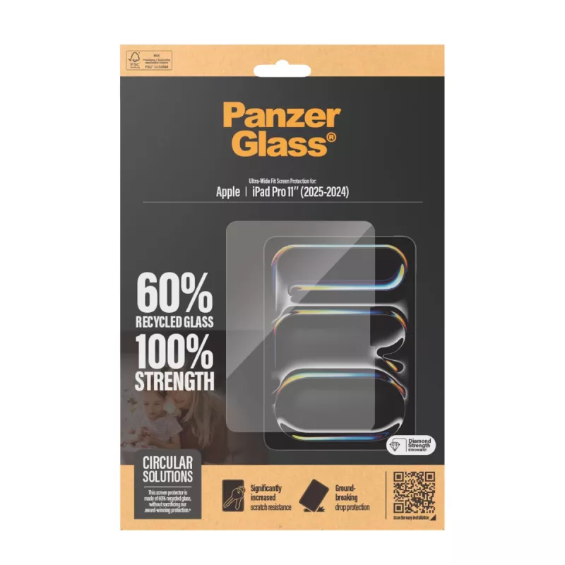 PanzerGlass ® ekrāna aizsargs iPad Pro 11'' (2024-2025) | Ultra-Wide Fit