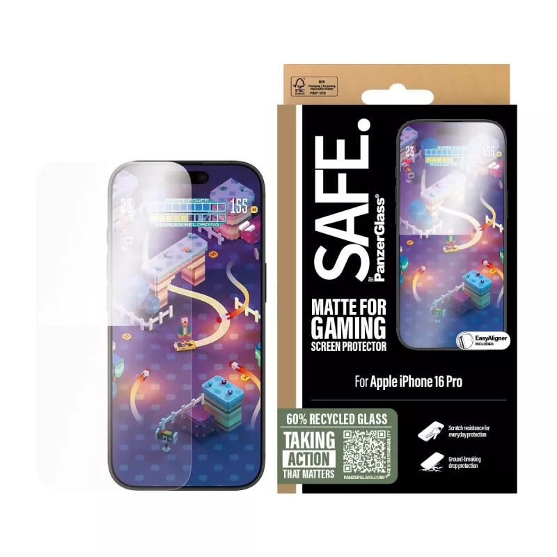 PanzerGlass SAFE. by ® Spēļu ekrāna aizsargs iPhone 16 Pro | Īpaši plats piegulums