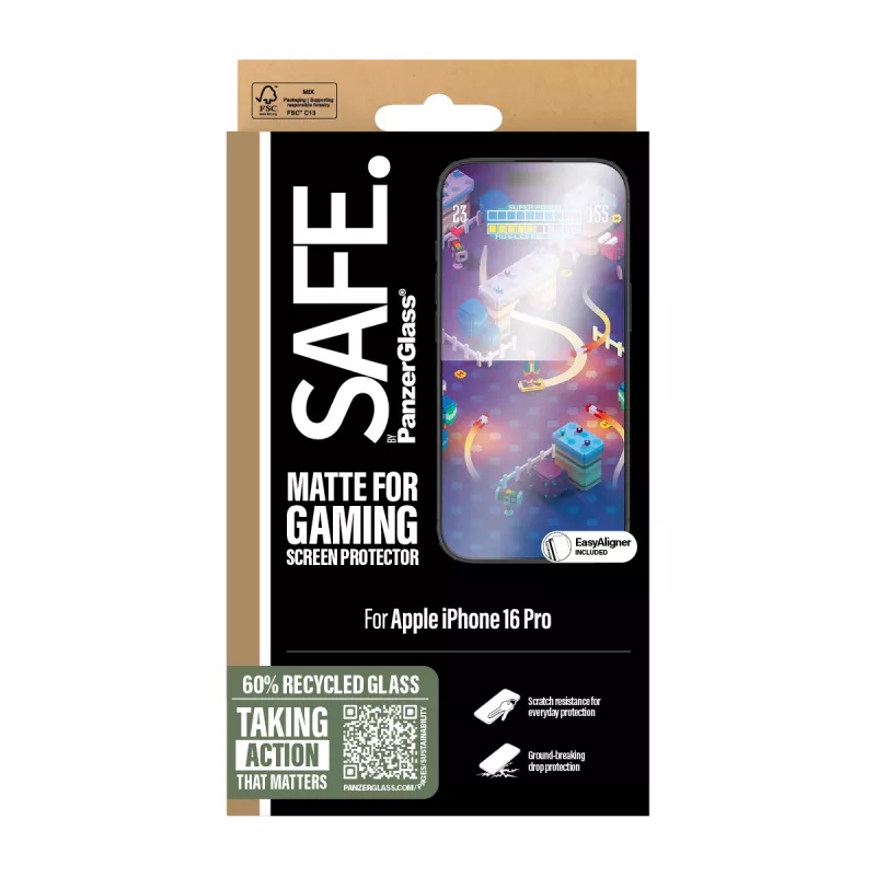 PanzerGlass SAFE. by ® Spēļu ekrāna aizsargs iPhone 16 Pro | Īpaši plats piegulums