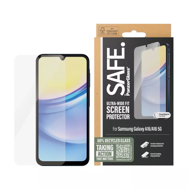PanzerGlass SAFE. by ® Ekrāna aizsargs Samsung Galaxy A16 | A16 5G | Īpaši plata piegulšanās
