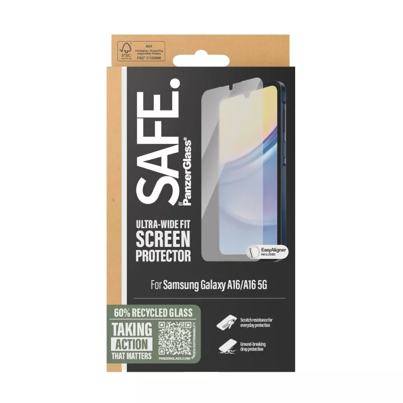 PanzerGlass SAFE. by ® Ekrāna aizsargs Samsung Galaxy A16 | A16 5G | Īpaši plata piegulšanās