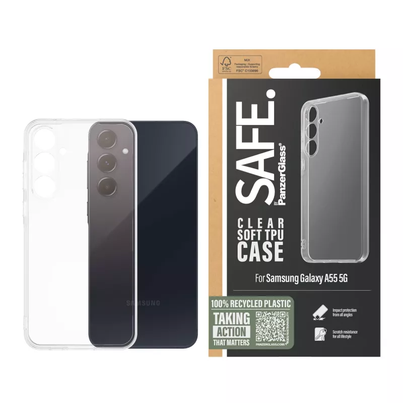 PanzerGlass SAFE. by ® TPU maciņš Samsung Galaxy A55 5G | Caurspīdīgs