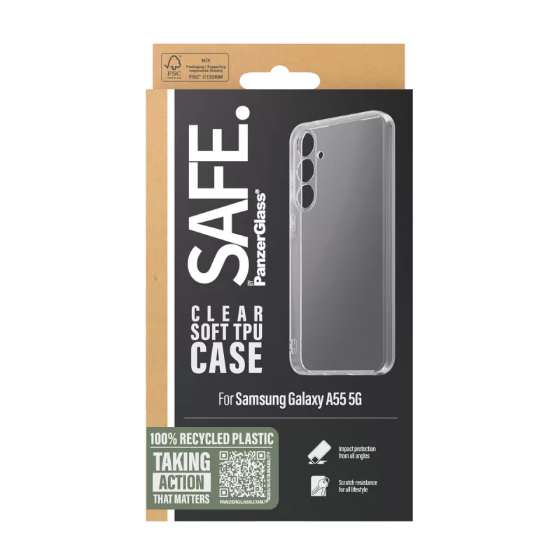 PanzerGlass SAFE. by ® TPU maciņš Samsung Galaxy A55 5G | Caurspīdīgs