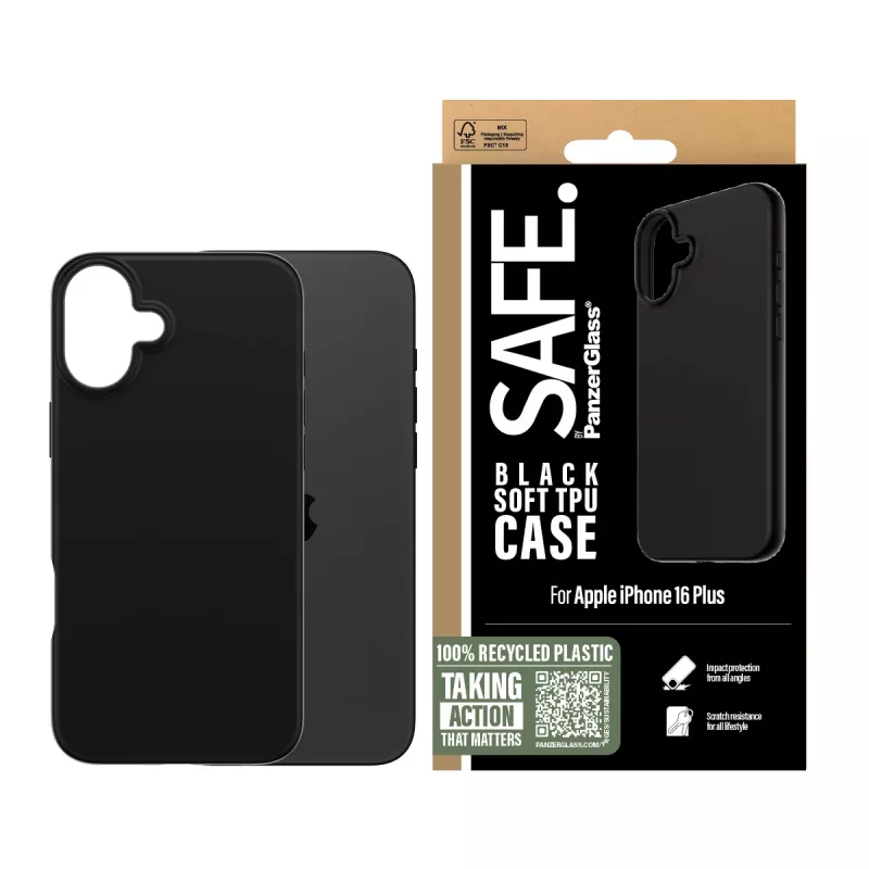 PanzerGlass SAFE. by ® TPU vāciņš Melns iPhone 16 Plus