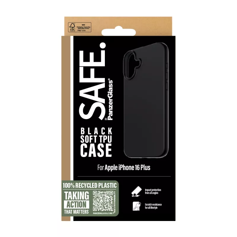 PanzerGlass SAFE. by ® TPU vāciņš Melns iPhone 16 Plus