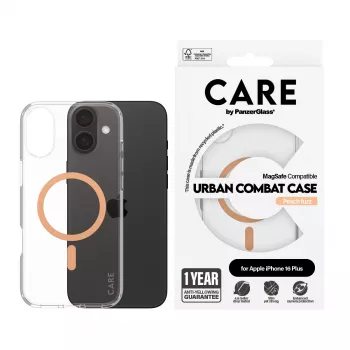 PanzerGlass CARE™ by ® Urban Combat maciņš caurspīdīgs ar Peachy MagSafe iPhone 16 Plus