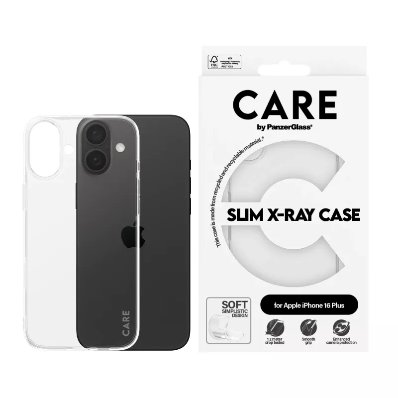 PanzerGlass CARE™ by ® X-Ray vāciņš iPhone 16 Plus, Cover, Apple, Apple - iPhone 16 Plus, Transparent