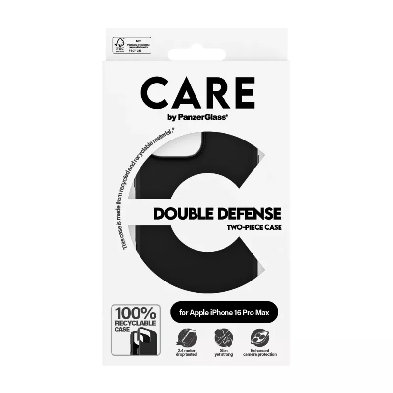 Cover PanzerGlass CARE by ® Feature Case Double Defense Melns iPhone '24 6.9 inch Pro