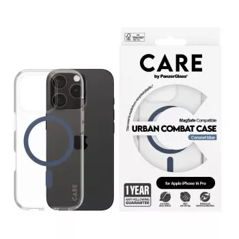 PanzerGlass CARE by Flagship vāciņš Transparent Urban Combat Blue MagSafe iPhone 16 Pro