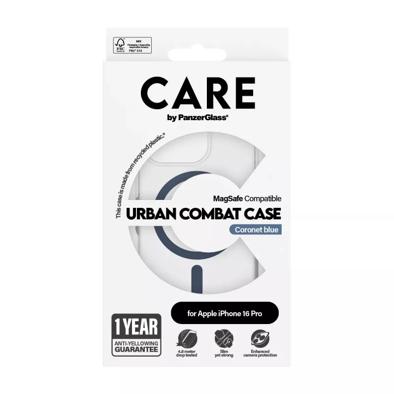 PanzerGlass CARE by Flagship vāciņš Transparent Urban Combat Blue MagSafe iPhone 16 Pro