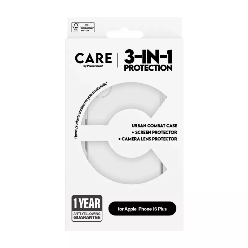 PanzerGlass ® | CARE by ® Flagship 3-in-1 komplekts iPhone 16 Plus