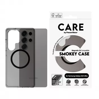 PanzerGlass CARE™ by ® Urban Combat Case Smokey w. Melns Qi Saderīga Samsung Galaxy S25 Ultra