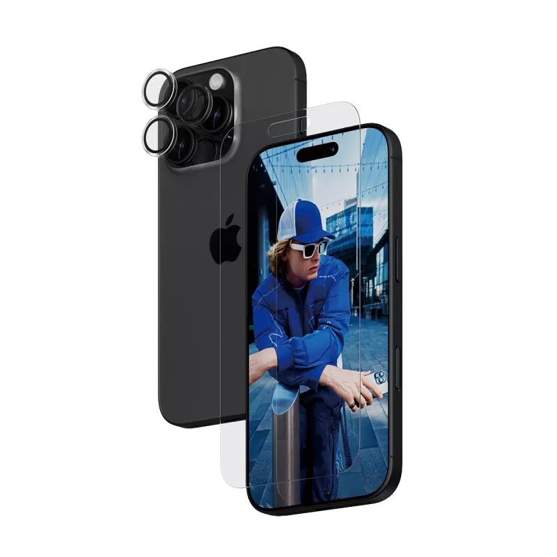 PanzerGlass ® 2 vienā komplekts iPhone 16 Pro, Apple, Apple - iPhone 16 Pro, Sausa uzklāšana, Izturīgs pret skrāpējumiem, Triecienizturīgs, Caurspīdīgs, 1 gab.