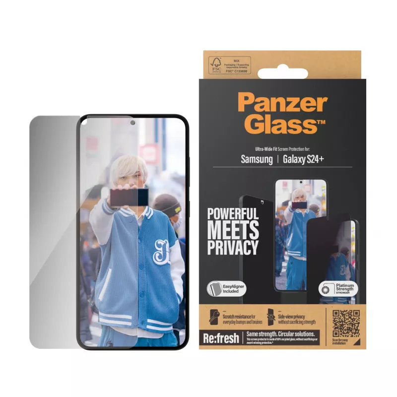 PanzerGlass ® privātuma ekrāna aizsargs Samsung Galaxy S24+ | Īpaši plats pielāgojums ar EasyAligner