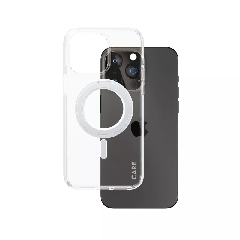 PanzerGlass CARE™ by ® Caurspīdīgs maciņš ar sudraba statīvu un MagSafe iPhone 15 Pro Max