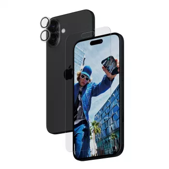 PanzerGlass ® 2-in-1 komplekts iPhone 16 Plus, Apple, Apple - iPhone 16 Plus, Sausā uzklāšana, Izturīgs pret skrāpējumiem, Triecienizturīgs, Caurspīdīgs, 1 gab.
