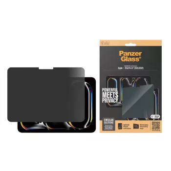 PanzerGlass Privacy ekrāna aizsargs „iPad Pro“ 11 collu (2024) M4, Ultra-Wide Fit, stikls, ar melnu rāmīti