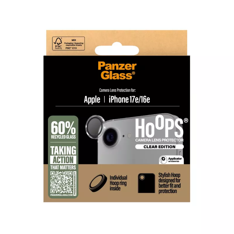 PanzerGlass ® Hoops® Kameras objektīva aizsargs Caurspīdīgs iPhone 17e | 16e