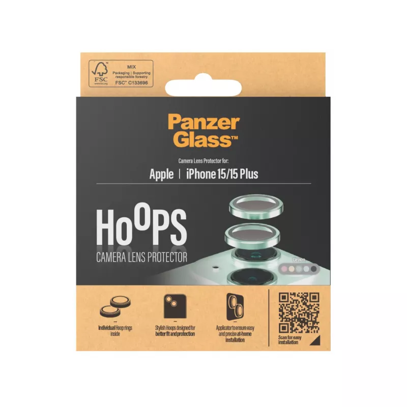 PanzerGlass ® Hoops® Kameras objektīva aizsargs zaļš iPhone 15 | 15 Plus