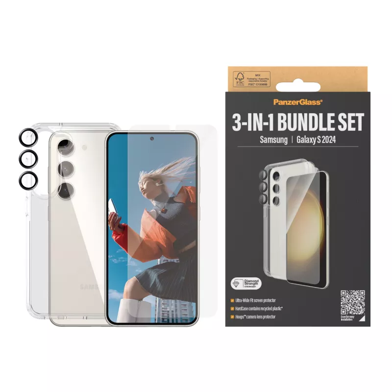 PanzerGlass ® 3-in-1 Bundle Samsung Galaxy S24 | Ultra-Wide Fit w. EasyAligner