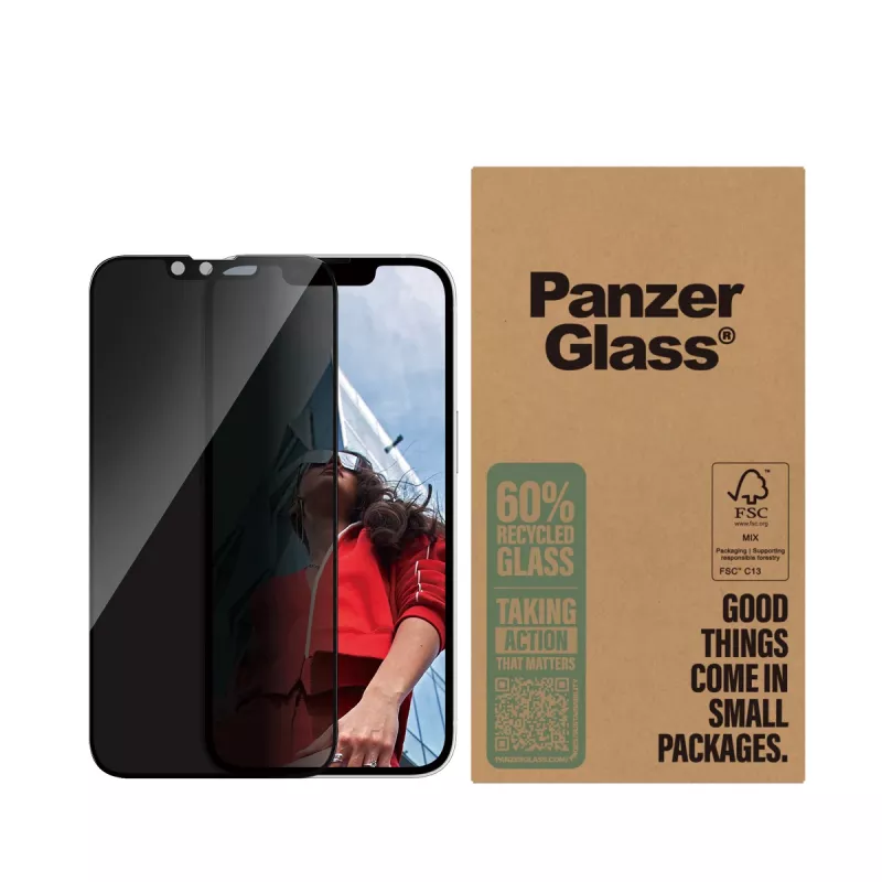 PanzerGlass ® privātuma ekrāna aizsargs iPhone 17e | 16e | 14 | 13 | 13 Pro | Ultra-Wide Fit