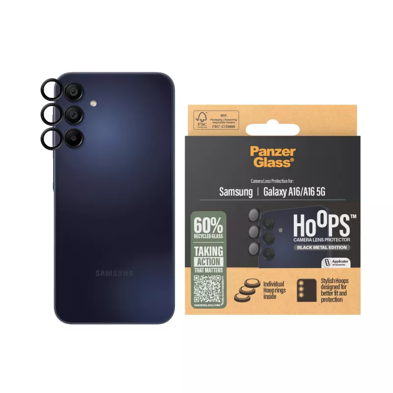 PanzerGlass ® Hoops® Camera Lens Protector Melns Samsung Galaxy A16 | A16 5G
