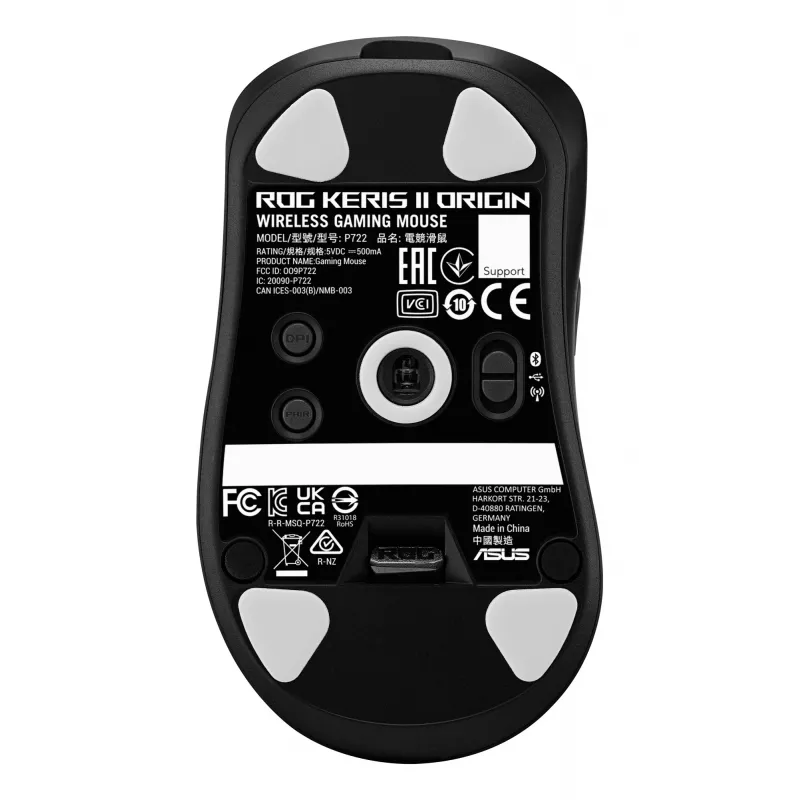 ASUS ROG Keris II Origin BLK pele Spēlēm Labroču RF Bezvadu + Bluetooth + USB Type-A Optiskā 42000 DPI