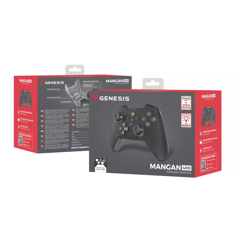 GENESIS Mangan 400 Melns Bluetooth spēļu kontrolieris Analogais / Digitālais Android, MAC, Nintendo Switch, PC, iOS
