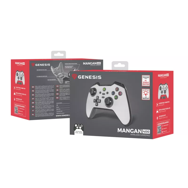 GENESIS Mangan 400 balta Bluetooth Gamepad Analogue / Digital Android, MAC, Nintendo Switch, PC, iOS