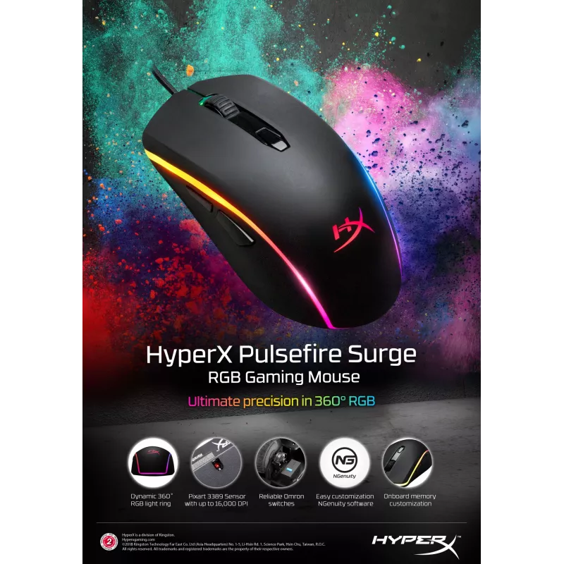 HyperX Pulsefire Surge - spēļu pele (melna)