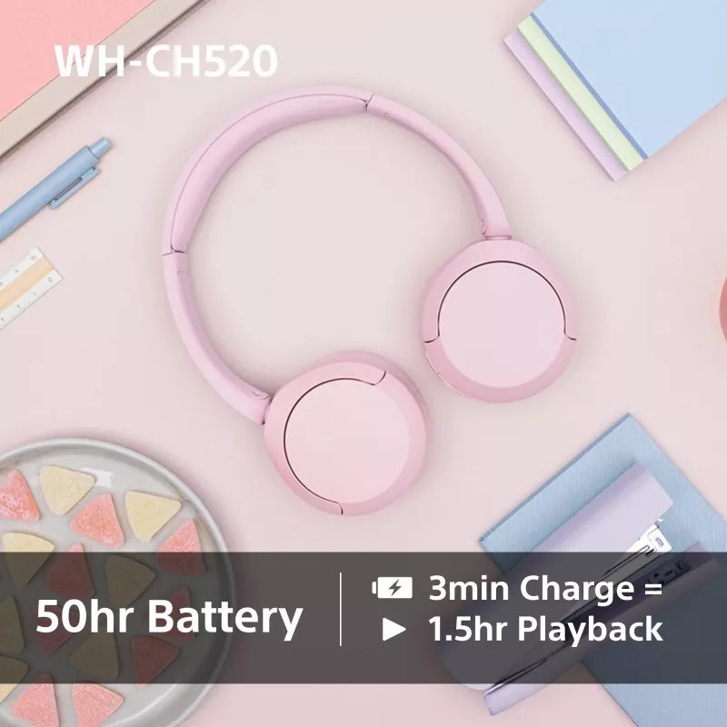Sony WHCH520Y.CE7, Bezvadu, Zvani/Mūzika, 20 - 20000 Hz, 147 g, Austiņas, Dzeltena