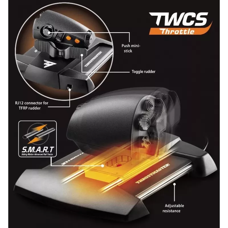 Thrustmaster T-16000M FCS Flight Pack melns USB kursorsvira analogais / digitālais MAC, PC
