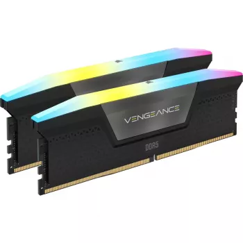 CORSAIR atmiņa 32GB DDR5 (2x16GB) DRAM 6400MT/s CL36 atmiņas komplekts Vengeance RGB — melna