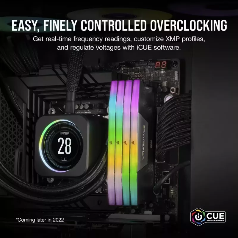 CORSAIR atmiņa 32GB DDR5 (2x16GB) DRAM 6400MT/s CL36 atmiņas komplekts Vengeance RGB — melna