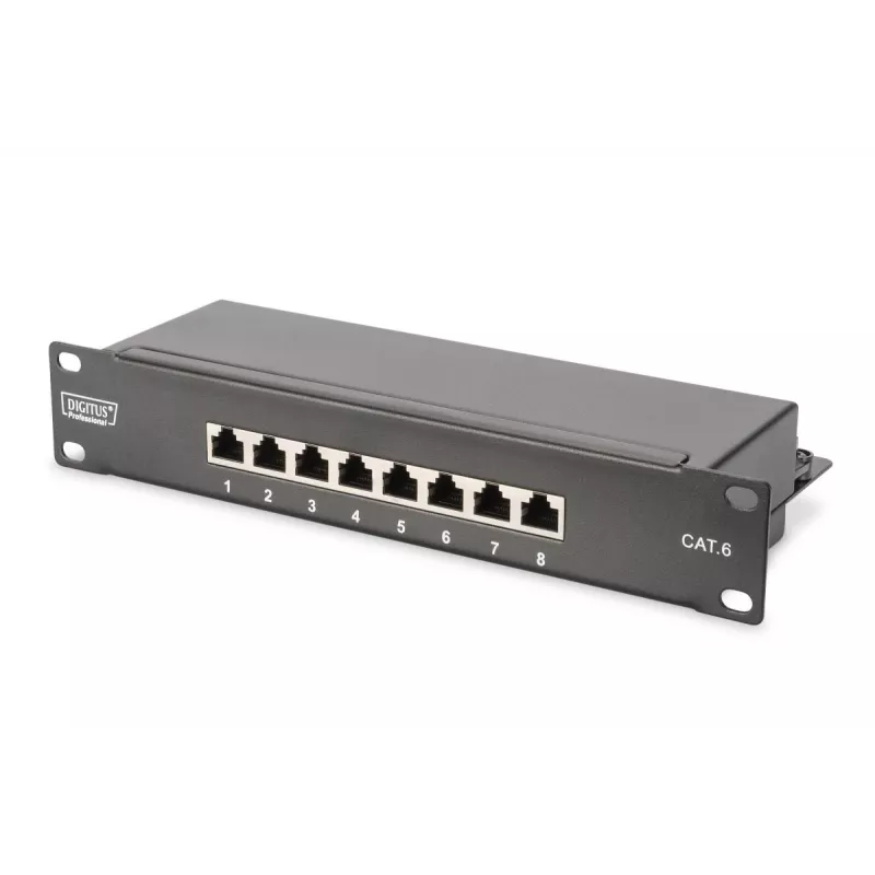DIGITUS 10in tīkls bundle incl. 9U cabinet Melns shelf PDU 8-port switch CAT6 patch panel