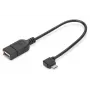 DIGITUS USB 2.0 adaptera kabelis, OTG, tips micro B - A M/F, 15cm USB 2.0 saderīgs, taisnā leņķī, melns