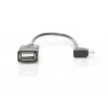 DIGITUS USB 2.0 adaptera kabelis, OTG, tips micro B - A M/F, 15cm USB 2.0 saderīgs, taisnā leņķī, melns