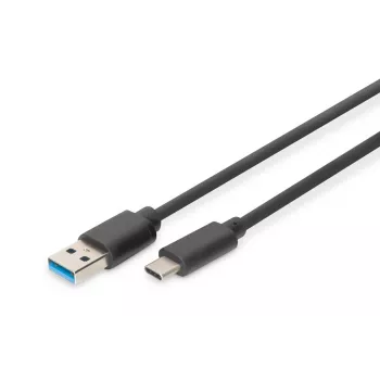 DIGITUS DIGITUS USB Type-C savienojuma kabelis, C tips uz A vīr./vīr., 1 m Super Speed melns