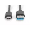 DIGITUS DIGITUS USB Type-C savienojuma kabelis, C tips uz A vīr./vīr., 1 m Super Speed melns