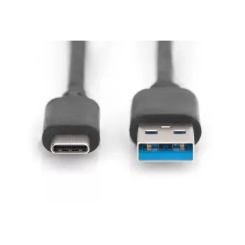DIGITUS DIGITUS USB Type-C savienojuma kabelis, C tips uz A vīr./vīr., 1 m Super Speed melns