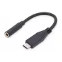 DIGITUS USB Type-C Audio adapter cable, Type-C - 3.5mm M/F, 20cm Audio input/output, Version 3.1, CE, black