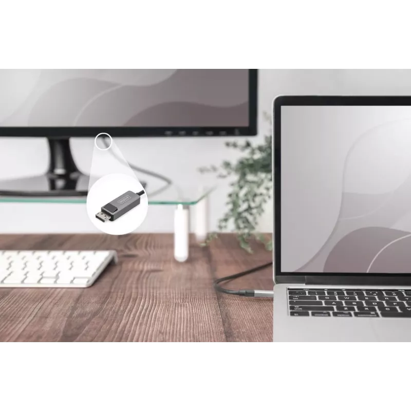 DIGITUS USB Type C uz DP adaptera kabelis 8K@30Hz, HBR3, alumīnija korpuss, melns, 2m