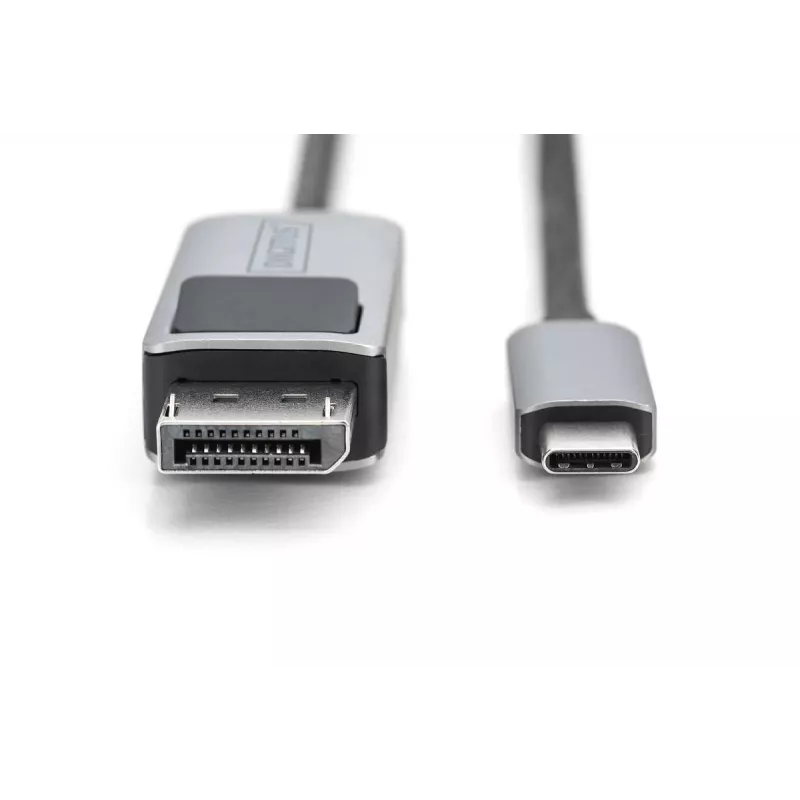 DIGITUS USB Type C uz DP adaptera kabelis 8K@30Hz, HBR3, alumīnija korpuss, melns, 2m