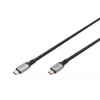 DIGITUS USB 4 savienojuma kabelis. C tipa uz C tipu. AL korpuss PP pinums 8K@60Hz. PD3.0. 40 Gb/s. 1 m. melns